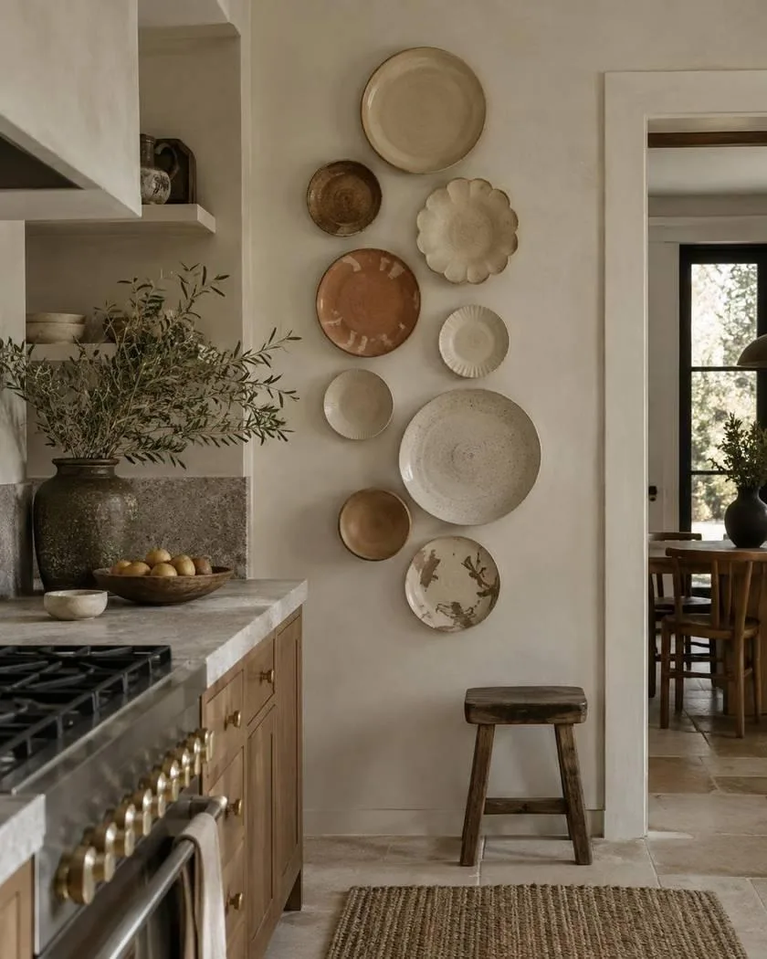 Plate walls and collected kitchen wall displays