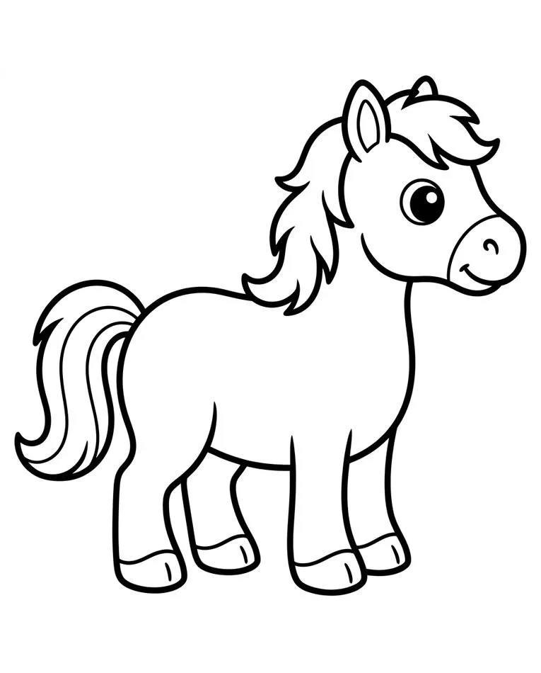 Simple cartoon horse drawing