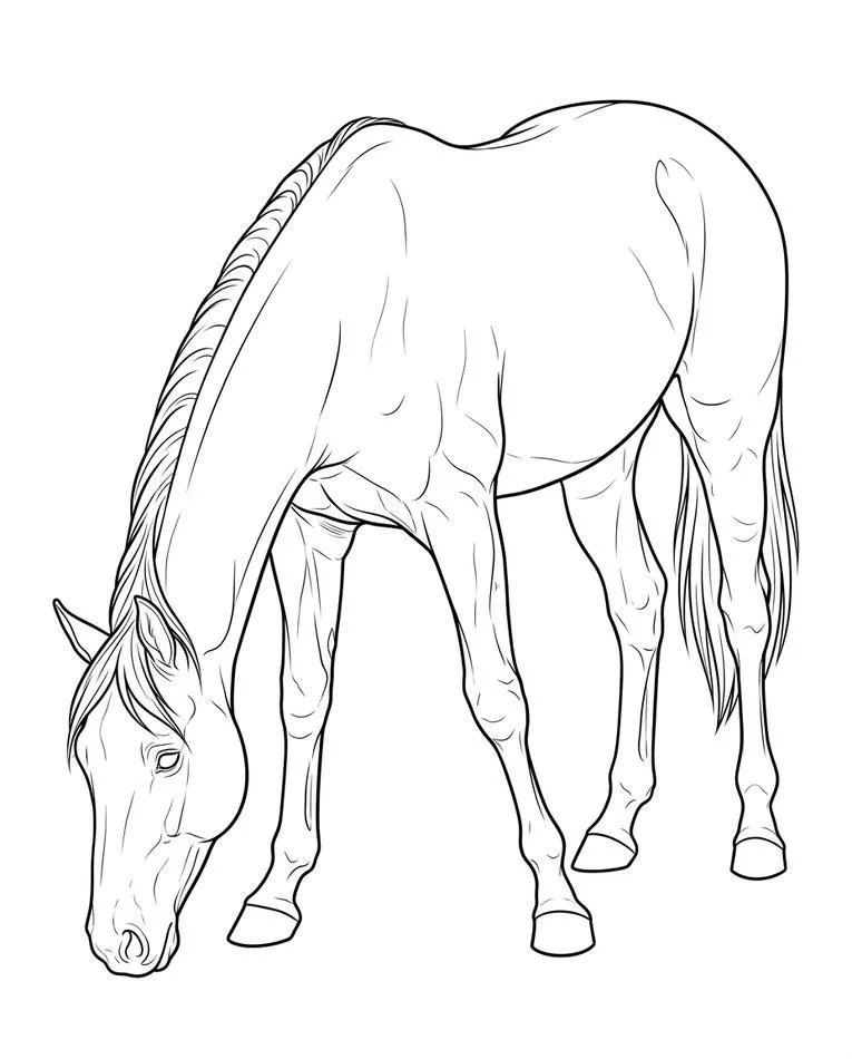 grazing horse drawing easy