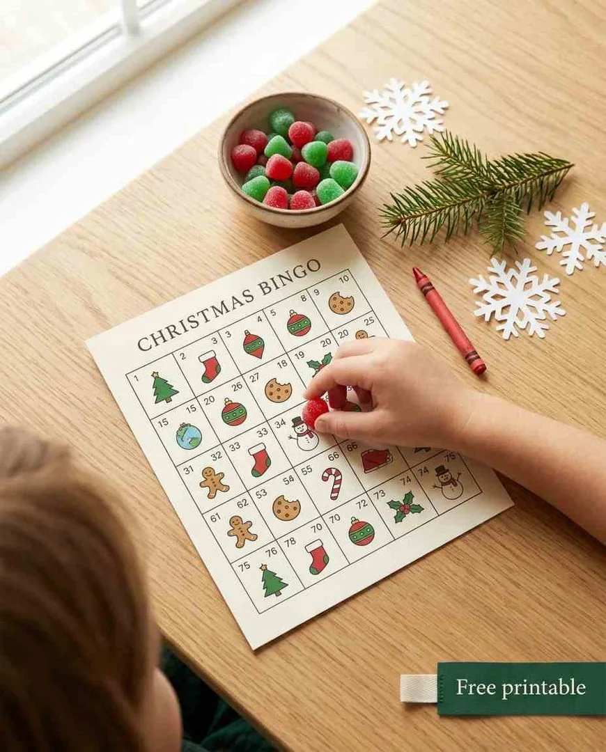 Christmas picture bingo card for kids