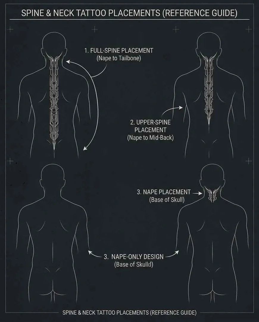 Cybersigilism spine and neck tattoo designs 