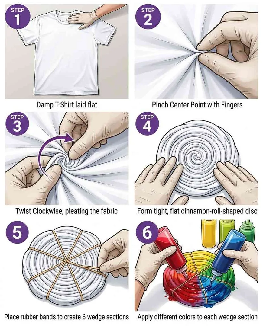 How to fold a tie dye spiral