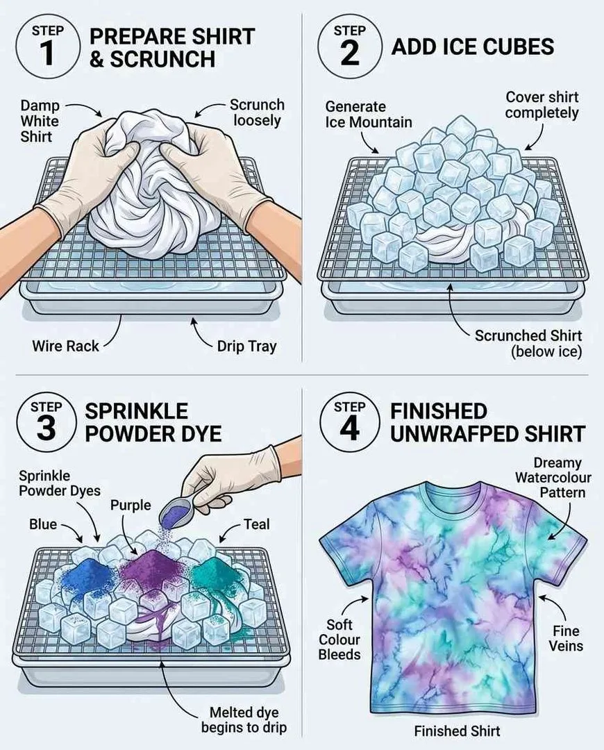 Ice dye process