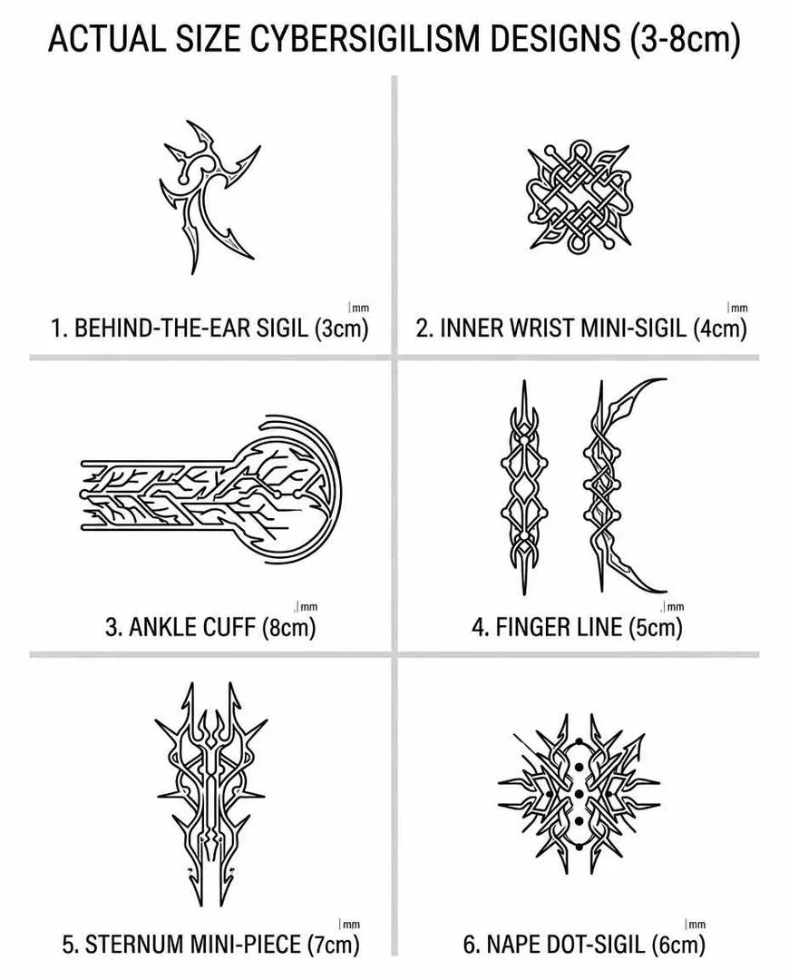 Small cybersigilism tattoo designs 
