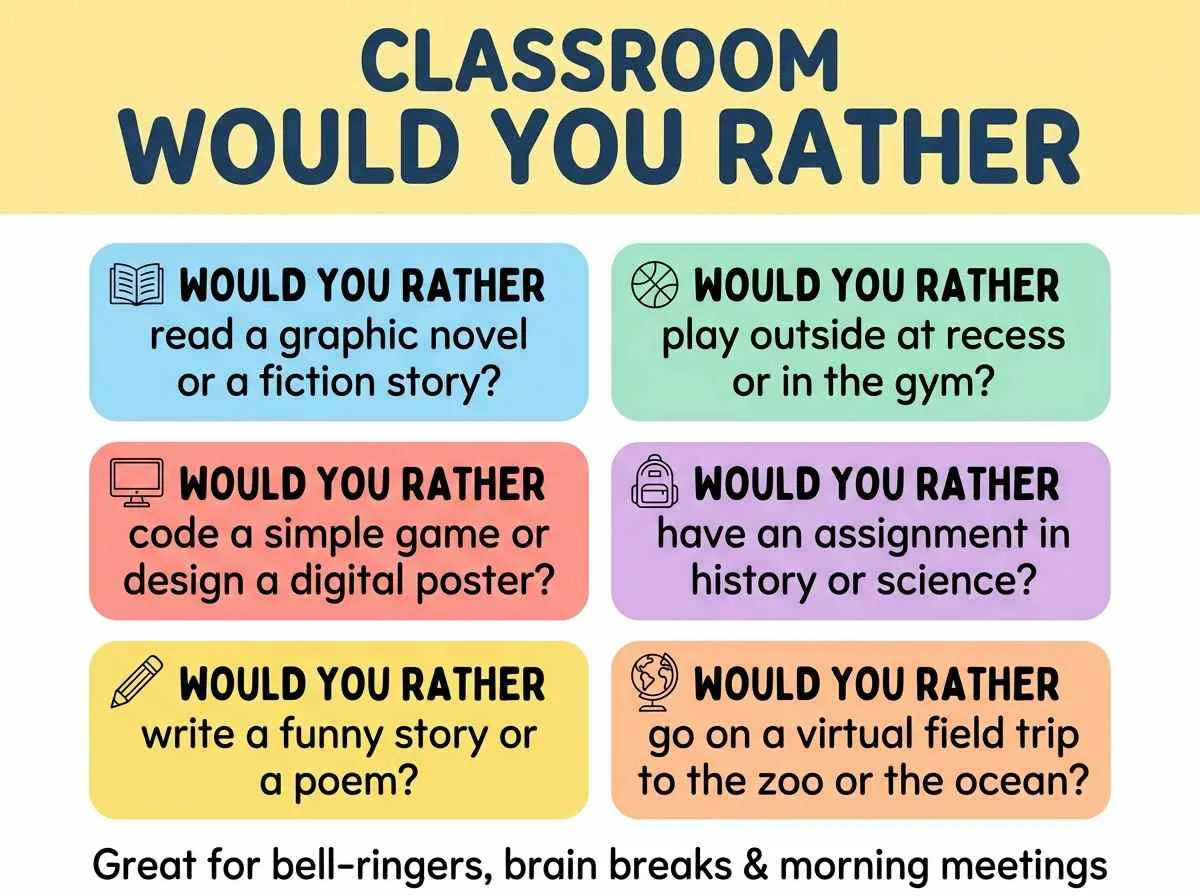 Would You Rather Questions for Middle School and High School