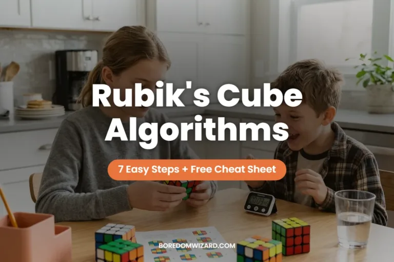 Rubik's cube algorithms featured image: two kids solving Rubik's cubes at a kitchen table