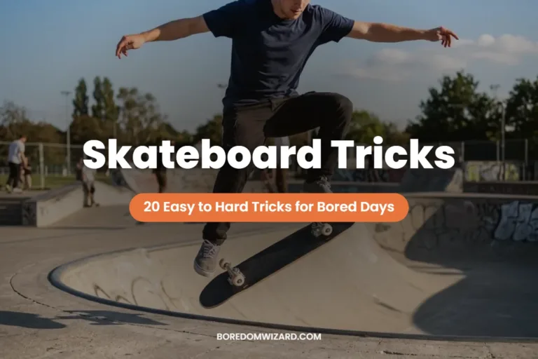 Skateboard tricks featured image: a skateboarder popping an ollie at a sunny skatepark